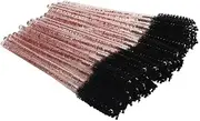 Pack of 50 Eyelash Brush Valentine's Day Sweet Wands Applicator Eyebrow Tweezer Easily Grip False Brow Brushes Crystal Rod/Black