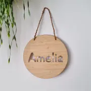 Round Wooden Name Plaque Sign