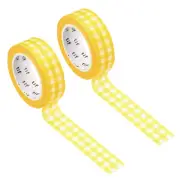 Washi Tape 0.59 Inch x 10.93 Yards, 2 Roll Grid Pattern Sticker Yellow