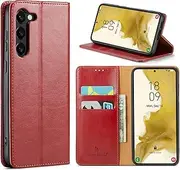 [GoshukunTech] Case for Galaxy S24 Plus,for Samsung Galaxy S24 Plus 5G Wallet Cover,6.7 inch,Magnetic Wallet Case Leather Flip Folio Cover with Card Slots-Red