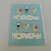Burgoyne Greeting Card Multi-Color Yum Yum Yum Ice Cream Sundae Envelope Blank