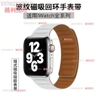 在飛比找Yahoo!奇摩拍賣優惠-適用蘋果手表帶Apple watch7波紋吸閃扣硅膠鏈式華強