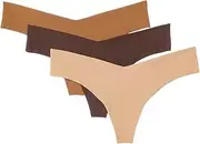 [commando] Classic Solid Thong (3-pack) | Seamless No Show Thong | Comfortable, Lay-Flat Edges | Machine Washable