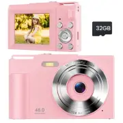 Digital Camera for Kids: Pink Camera for Teens - Christmas Birthday Gifts for...