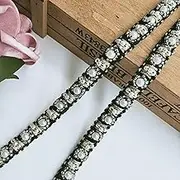 2 Yards 1cm Cotton Beaded Trim Lace Crocheted Trimming Ribbon Fabric for Dress Embellishment, DIY Sweing Supplies Craft Clothes Accessories Party Decoration