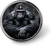 [FZMVSQH] Gorilla on The Ground Printed Round Button Pin Badges Metal Pinback Buttons 1 Inch Pins for Hat Shirt Clothing Bags Decoration, Circular, Aluminum, Circular, Aluminum