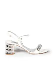 White Patent Crystal Embellished Sandals