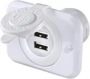 Narva 81134WBL Heavy Duty Blister Pack Dual USB Socket for RV and Marine Applications in Blister Pack, White