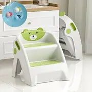 Jolada Australia Toddler Step Stool for Bathroom Sink, 2 Step Stool for Kids Toilet Potty Training,Faucet Extenders, Potty Reward Chart, Step for Kitchen Counter Nursery Bedroom (1, SS Olive Green)