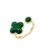 Bloomingdale's Fine Collection Malachite & Diamond Accent Open Ring in 14K Yellow Gold