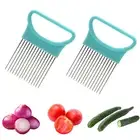 Onion Holder Slicer Vegetable Tomato Meat Cutter Stainless Steel Kitchen Gadget