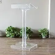 Pulpits for Churches, Small Acrylic Podium Stand High Adjustable Floor-Standing Lectern Conference Pulpit Modern Lecterns & Pulpits for Classroom, Concert, Church, Speech, Easy Assembly, Cl