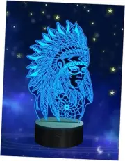 Native American Gifts, 3D Figure Night light Illusion Lamp for Home Decor and