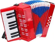 uxcell Accordion, 17 Keys 8 Bass Button Accordion Mini Musical Instrument Lightweight for Adults Beginners, Red