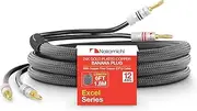 Nakamichi Excel Series 24k Gold Plated Banana Plug with (6 Feet) Speaker Cable Wire 99.9% Oxygen-Free Copper (OFC) Heavy Duty Braided Black (12AWG / 6ft / 1.8m)