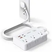 Flat Plug Power Strip Surge Protector, 5Ft Ultra Thin Extension Cord with 4 USB*