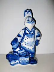 GENUINE GZHEL *** FUNNY HARE *** SIGNED PORCELAIN FIGURINE RUSSIAN