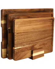 MegaChef 3pc Acacia Wood Cutting Board Set with Base