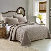 100% Cotton Coverlet Bedspread Quilt King & Super King Size Bed 250x270cm Clover Brown