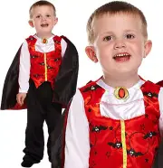 Boys Kids Childrens Toddler Vampire Dracula Halloween Fancy Dress Costume 3-4
