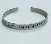 Delta Delta Delta Sorority tridelta handstamped cuff bracelet FREE SHIPPING
