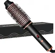 Beauty Thermal Brush, 3-in-1 Negative Ion Hair Styler with Dual Heaters, 410°F Fast Heat-Up, Snag-Free Bristles for Frizz-Free Waves & Blowouts, Adjustable Temp(Black)