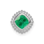 14k White Gold Cushion Emerald Chain Slide