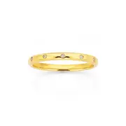 9ct Gold Diamond Hammer Set Band