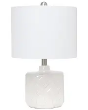 Lalia Home 19in Contemporary Bohemian Ceramic Eyelet Pattern Floral Textured Bedside Table Lamp