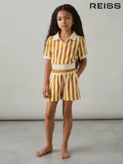 Reiss Yellow Tara 4-9 yrs Towelling Stripe Shorts Set (F18359) | $90