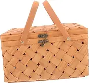 Toddmomy Wood Woven Basket for Outdoor Use Durable Decorative Fruits Basket for Shopping Picnics Storage Multi Functional Camping Container Portable Rustic Design
