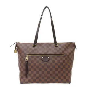 【二手名牌BRAND OFF】LOUIS VUITTON LV 路易威登 棕色 棋盤格 PVC塗層帆布 Iena MM 托特包 N41013 (無鑰匙)