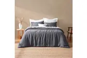 Natural Home Vintage Washed Hemp Linen Quilt Cover Set Charcoal (Queen,King,Super King)