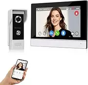 QttyElok 7inch WiFi IP Video Door Phone Intercom System 1080P AHD Touch Color Indoor Monitor IR Night Vision Outdoor Camera Video Doorbell for Home, Tuya Smart APP Remote Unlocking