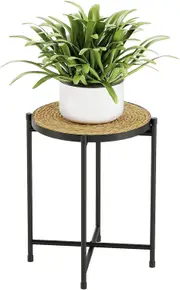 Rattan Plant Stand Indoor, Round Corner Plant Table for Plants,Small Flower Pot Stands Side Table for Living Room Bedroom Balcony
