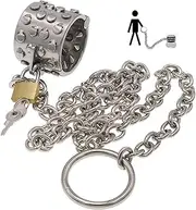 SAHOOSAFETY Stainless steel cock ring with spikes, thick CBT testicle ring, scrotum pendant, ball stretcher, testicle squeezer, SM chastity sex toy for men(L)