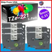 5 PK TZe221 TZe-221 Label Tape Used for P-touch PT9600 GL100(Black on White)