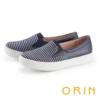 在飛比找momo購物網優惠-【ORIN】紋布拼接牛皮休閒鞋(藍色)