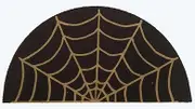 KorhLeoh Spider-Web Welcome Doormat Outdoor-Entrance - Half-Circle-Door-Mat Non-Slip Dark Artifical Coir Mats Halloween Decor 17"x29"