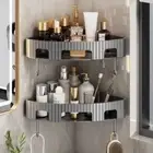 Plastic Bathroom Storage Rack Wall Mount Condiment Organizer Corner Shelf