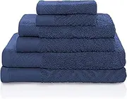 Superior 100% Egyptian Cotton 500 GSM 6 Piece Towel Set, 2 Face, 2 Hand, 2 Towels, Ideal for Bathroom, Kitchen or Beach, Quick Dry, Jacquard and Solid, Mid-Weight, Royal Blue