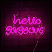 Sign Lamp Hello Gorgeous Neon Sign LED Light Dimmable USB Powered For Home Wedding Birthday Backdrop Party Bar Club Bedroom Wall Decor 35cmx19cm