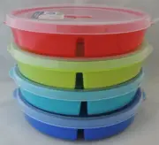 6 Microwave Plate w/Vented Lids Divided 3 Compartment Food Storage Cover Freeze