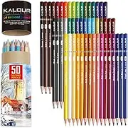 KALOUR Premium Colored Pencils,Set of 50 Colors,Artists Soft Core with Vibrant Color,Ideal for Layering Blending Shading,Color Pencils for Adults Beginners Coloring Book