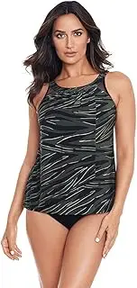 [Miraclesuit] Women's Plumeria Ursula Underwire High Neck Tankini Top, Size