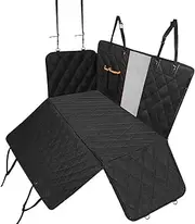 i.Pet Pet Car Seat Cover, 132 x 140cm Dog Cars Seats Covers Cat Hammock Dogs Non Slip Waterproof Mat Seatbelt Belt Protector for Back Seating, 600D Oxford Fabric Foldable Anti Scratch Front Mesh Black