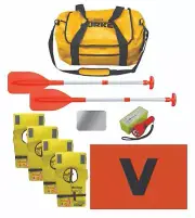 Safety Gear Bag Marine Boat 4 x Lifejackets Mirror Bailer Paddles Torch V Sheet