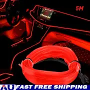 USB Red LED Car Interior Decor Atmosphere Strip Light Wire Lamp Accessories 5M (for: Fiat)