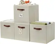 DECOMOMO Storage Basket 13x15x13 Baskets Storage Organization, Bins with Labels (Kallax/ 4pcs, Beige)