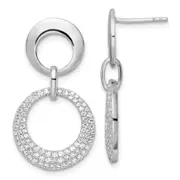 Sterling Silver Rhodium-Plated Pave Cz Interlocking Circles Post Earrings